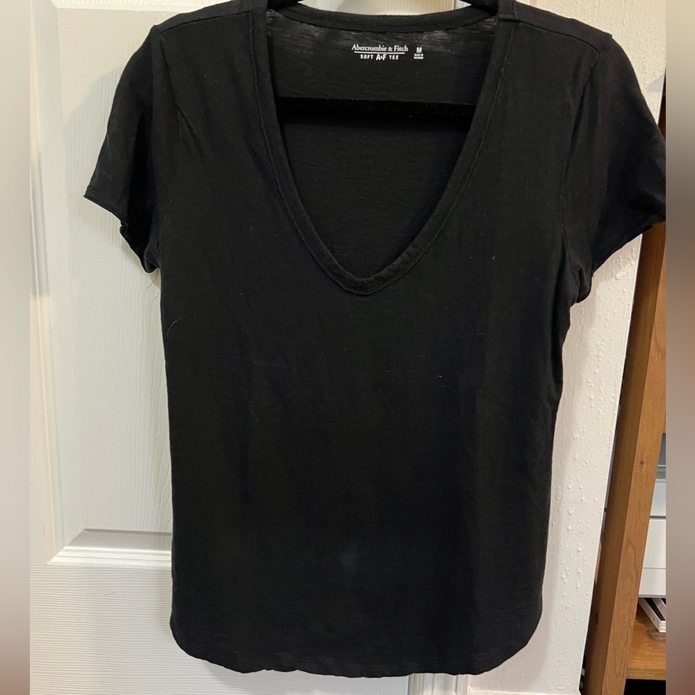 Abercrombie and Fitch black v-neck tee; Medium